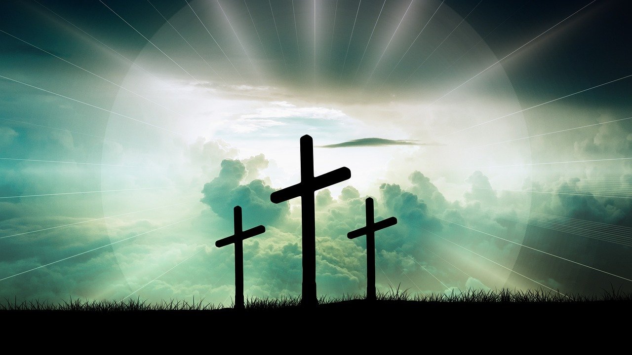 crosses, clouds, faith, christ, god, jesus, nature, sun, light, sky, crucifixion, resurrection, bible, christianity, church, easter, religion